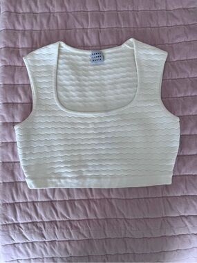 Hervé Léger Vintage White Textured Scoop Crop Top Collectors Piece